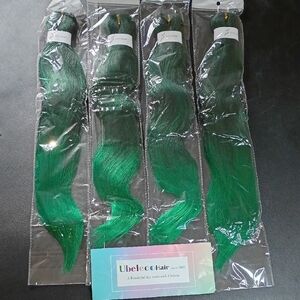 Ubelecolor Green Hair Extensions 4 Packs 20"